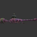 Characterized Pink Scorpion with Green Straps on Claws Basket on Back and Cup on Tail