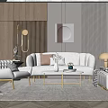 Modern Sofa Coffee Table Combination Double Sofa Coffee Table Combination 3d model