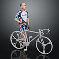 Isolated White Racing Bike With Cyclist In Sportswear On Dark Studio Background