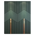 Green Textured Panel With Geometric Chevron Pattern And Metallic Accents 3d model