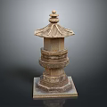 Ancient Traditional Stone Pagoda Structure With Intricate Carvings And Decorative Top