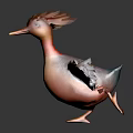 Colorful Duck Standing with Orange Crest Yellow Beak Red Feet White Blue Wings on Black