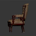 Elegant Classic Accent Chair With Carved Wooden Armrests And Tufted Beige Upholstery