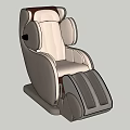 Modern Beige and Gray Single Sofa with Leather Upholstery Curved Backrest and Ergonomic Footrest