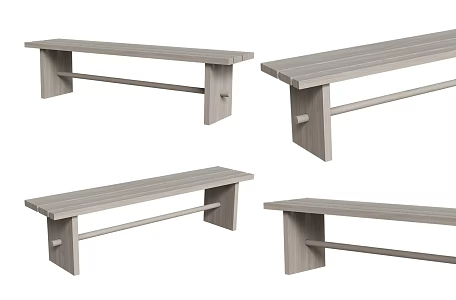 Modern Solid Wood Bench Outdoor Park Landscape Bench Minimalist White Oak Bench Community Rest Bench Scenic Bench 3d model