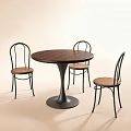 Comfortable Leisure Chairs With Metal Frame And Wooden Seat Around Round Table