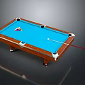 Professional Billiard Table with Blue Felt Surface Colored Balls Cue Stick and Wooden Frame