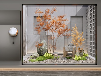 Japanese-style landscape sketch interior landscape landscaping 3d model