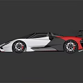 Sleek White And Red Convertible Supercar With Rear Spoiler And Sporty Aerodynamic Design