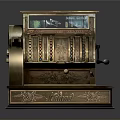 Vintage Brass Cash Register With Ornate Carvings Mechanical Components And Top