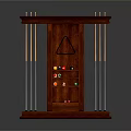 Solid Mahogany Billiard Cue Rack with Storage Balls Triangle and Cues