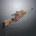 Tactical Sniper Rifle With Scope Tan Finish And Wooden Stock Design Features