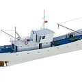 White Hull Fishing Boat With Blue Deck Wheelhouse Lifebuoy And Antennas