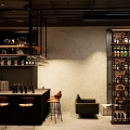 Elegant Bar Interior With Bar Counter Wine Racks High Stools Staff And Customers