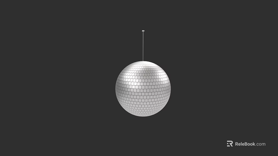 Artistic Silver Reflective Sphere Sculpture Carving With Tile Design Hanging Decor 3d model 