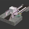 Industrial Processing System Structure With Conveyor Belts Stairs And Concrete Platform