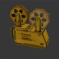Vintage Yellow Film Projector with Dual Reels 3D Model for Computer Design