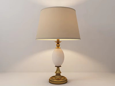 Elegant Modern Table Lamp With Cream Colored Shade Gold Base And White Spherical Body 3d model