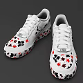 White Casual Sporty Shoes With Colorful Puzzle Patterns On Upper Design