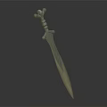 Decorative Ancient Sword With Intricate Hilt Design And Engraved Blade 3d model