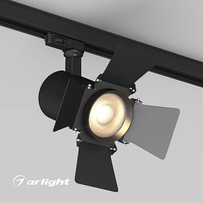 Modern Black Track Mounted Adjustable Downlight Spotlight Ceiling Fixture With Warm Light 3d model