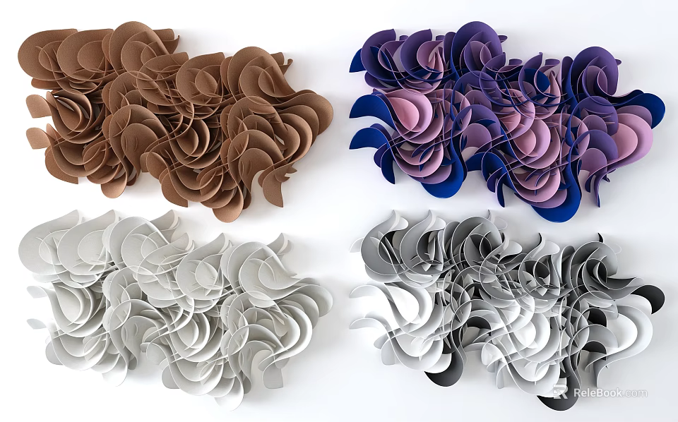 Modern Wall Decor With Layered Wave Design And Multicolor Options For Home Interior 3d model 