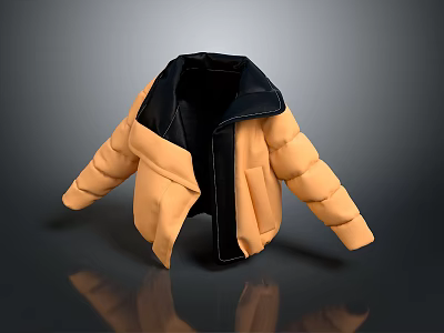 Puffy Orange And Black Jacket Featuring Black Collar And Simple Modern Design 3d model
