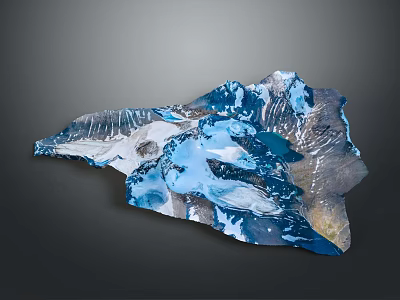 Garden Landscape Sculptural Model With Blue White Mountainous Terrain Design 3d model