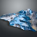 Garden Landscape Sculptural Model With Blue White Mountainous Terrain Design