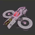Futuristic White And Red Aircraft With Circular Rotors And Cockpit Design