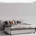 Modern Double Bed Interior Design With Upholstered Headboard Mattress Bedding And Pillows