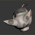 Cute 3D Cartoon Pig Game Movie Character With Gray Body Big Ears And Spots