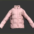 Stylish Pink Puffer Jacket With Stand Collar Zipper And Side Pocket Design