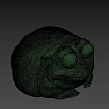 Cute Green Frog Game Film Character With Round Body And Closed Eyes