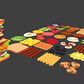 Assorted Delicious Food Items Including Sandwiches Burgers Vegetables Meats And Fries