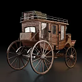 Vintage Wooden Horse Drawn Carriage With Large Wheels And Roof Storage Rack