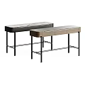 Modern Dressing Table With White Marble Top Black Metal Frame Drawers And Lower Shelf