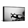 Framed Animal Painting of Flying Raven in Black and White Art Style on Brown Wall