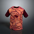 Creative Pink Red T-shirt With Dark Red Sleeves And Crack Texture Eye Mouth Patterns