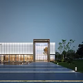Modern Sales Office Building With Glass Facade Spacious Entrance And Landscaped Surroundings