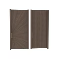 Modern Security Door With Wood Grain Texture And Vertical Stripe Design Featuring Metal Handle