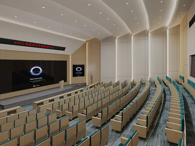 School 2023 Spring Semester Opening Ceremony Auditorium With Large Screen Podium And Seats 3d model