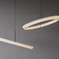 Elegant Modern Pendant Lights Featuring Rectangular And Oval Shapes Against Gray Wall 3d model