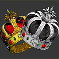 Exquisite Crown Jewelry With Red Gold And Silver Design Decorated With Colorful Gemstones