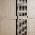 Modern Sofa Background Wall Design With Wooden Grid Panels And Textured Surfaces
