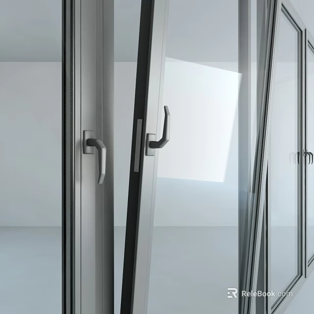 Modern Casement Window With Aluminum Frame Glass Panel And Secure Handle 3d model 