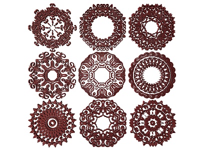 New Chinese Style Flower Lattice Carved Flower Lattice Window Flower Round Window Flower Carved Hollow Flower Window Vintage Pattern Window 3d model