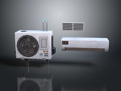 White Desktop PC Case And Monitor With Cooling Fan System Design 3d model