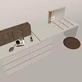 Modern White Dressing Table With Mirror Storage Compartments And Accent Chair