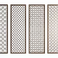 Chinese Style Room Dividers With Various Lattice Patterns And Wooden Frames 3d model